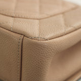 Chanel Beige & Black Caviar Small Filigree Flap with Aged Gold Hardware