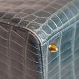 Dior Teal Croc Medium Lady Dior