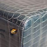 Dior Teal Croc Medium Lady Dior