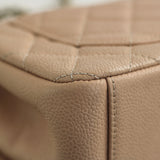 Chanel Beige & Black Caviar Small Filigree Flap with Aged Gold Hardware