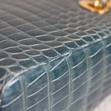 Dior Teal Croc Medium Lady Dior