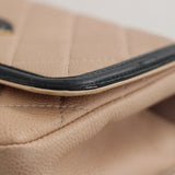 Chanel Beige & Black Caviar Small Filigree Flap with Aged Gold Hardware