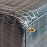 Dior Teal Croc Medium Lady Dior