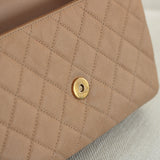 Chanel Beige & Black Caviar Small Filigree Flap with Aged Gold Hardware