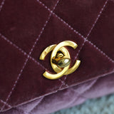 Vintage Chanel Purple Velvet Mini Flap with 24k Gold Hardware