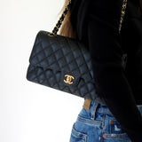 Chanel Black Caviar Medium Classic Flap with Gold Hardware