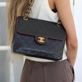 Vintage Chanel Black Lambskin Large Square with 24k Gold Hardware