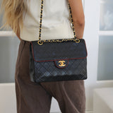 Vintage Chanel Black Lambskin Large Square with 24k Gold Hardware