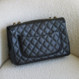 Vintage Chanel Black Caviar Single Flap Jumbo with 24k Gold Hardware