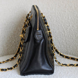 Vintage Chanel Black Caviar Zipped Shopping Tote with 24k Gold Hardware