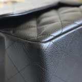 Vintage Chanel Black Caviar Single Flap Jumbo with 24k Gold Hardware