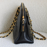 Vintage Chanel Black Caviar Zipped Shopping Tote with 24k Gold Hardware