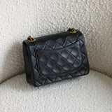 Vintage Chanel Black Lambskin Mini Square with24k Gold Hardware