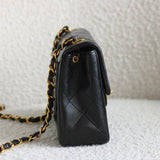 Vintage Chanel Black Lambskin Mini Square with24k Gold Hardware