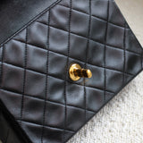 Vintage Chanel Black Lambskin Mini Square with24k Gold Hardware