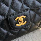 Vintage Chanel Black Caviar Single Flap Jumbo with 24k Gold Hardware