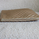 Chanel Rose Gold Chevron Caviar Medium O Case with Silver Hardware