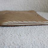 Chanel Rose Gold Chevron Caviar Medium O Case with Silver Hardware