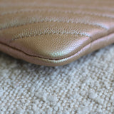 Chanel Rose Gold Chevron Caviar Medium O Case with Silver Hardware