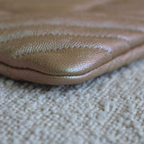 Chanel Rose Gold Chevron Caviar Medium O Case with Silver Hardware