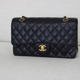Vintage Chanel Black Caviar Medium Classic Flap with 24k Gold Hardware