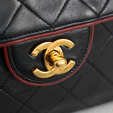 Vintage Chanel Black Lambskin Large Square with 24k Gold Hardware