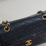 Vintage Chanel Black Lambskin Large Square with 24k Gold Hardware