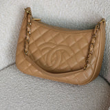 Vintage Chanel Dark Beige Caviar Shoulder Bag with 24k Gold Hardware