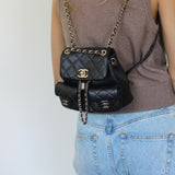 Chanel Black Caviar Mini Duma Backpack with Light Gold Hardware