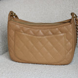 Vintage Chanel Dark Beige Caviar Shoulder Bag with 24k Gold Hardware
