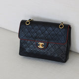 Vintage Chanel Black Lambskin Large Square with 24k Gold Hardware
