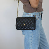 Chanel Black Caviar Wallet on Chain with Gold Hardware