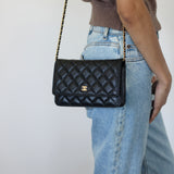 Chanel Black Caviar Wallet on Chain with Gold Hardware