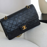 Vintage Chanel Black Lambskin Medium Classic Flap with 24k Gold Hardware