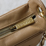 Vintage Chanel Dark Beige Caviar Shoulder Bag with 24k Gold Hardware