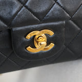 Vintage Chanel Black Lambskin Medium Classic Flap with 24k Gold Hardware