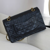 Vintage Chanel Black Lambskin Medium Classic Flap with 24k Gold Hardware