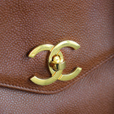 Vintage Chanel Caramel Brown Caviar Zipped Shopping Tote with 24k Gold Hardware