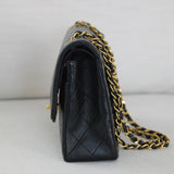 Vintage Chanel Black Lambskin Medium Classic Flap with 24k Gold Hardware
