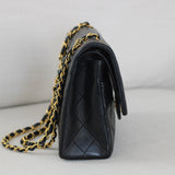 Vintage Chanel Black Lambskin Medium Classic Flap with 24k Gold Hardware