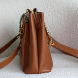 Vintage Chanel Caramel Brown Caviar Zipped Shopping Tote with 24k Gold Hardware