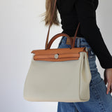 Hermès Beton Naturel Military Toile Herbag Zip 31 Palladium Hardware