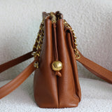Vintage Chanel Caramel Brown Caviar Zipped Shopping Tote with 24k Gold Hardware