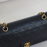 Vintage Chanel Black Lambskin Medium Classic Flap with 24k Gold Hardware