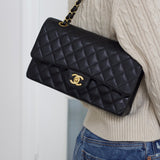 Vintage Chanel Black Caviar Medium Classic Flap with 24k Gold Hardware