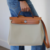 Hermès Beton Naturel Military Toile Herbag Zip 31 Palladium Hardware