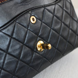 Vintage Chanel Black Lambskin Medium Classic Flap with 24k Gold Hardware