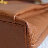 Vintage Chanel Caramel Brown Caviar Zipped Shopping Tote with 24k Gold Hardware