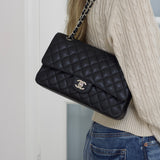 Chanel Black Caviar Medium Classic Flap with Silver Hardware