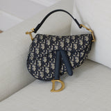 Dior Oblique Blue Canvas Mini Saddle Bag